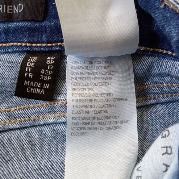 Susan Graver Sz 4 Petite Women's Stretch Denim Crop Girlfriend Jeans with Cuff - Picture 5 of 5